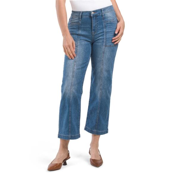 NWT Nanette Lepore Women's High Rise Front Seam Porkchop Cropped Denim Jeans